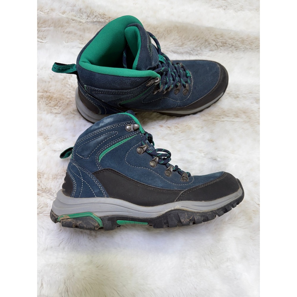 Cabela's Hiking Boots Womens 8.5 Navy Blue Good Suede Mid Top Outdoor Trail